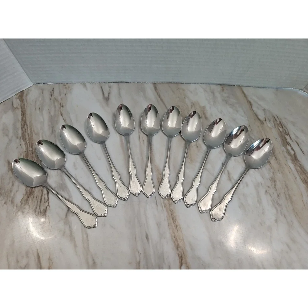 Oneida Stainless Flatware Trinity Burnished SSS Satin Finish Spoons 11 Piece Lot